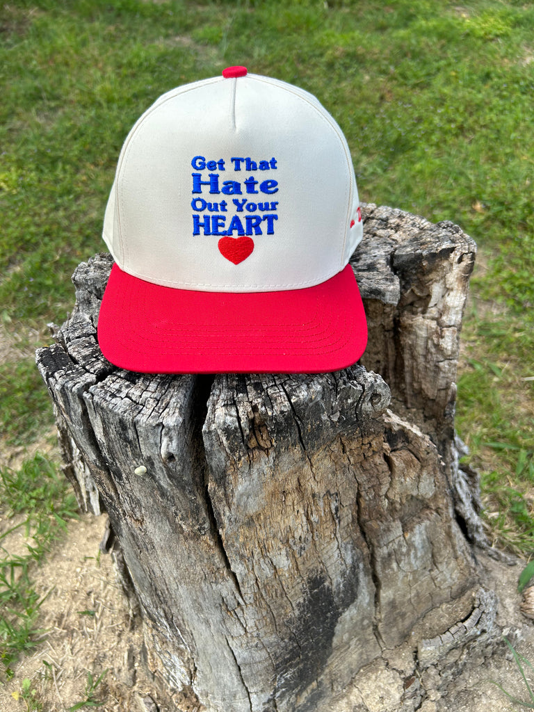 2 Tone SnapBack Hat (cream& red)