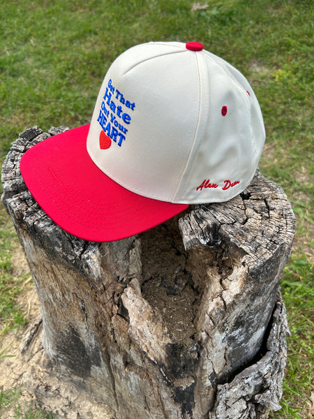 2 Tone SnapBack Hat (cream& red)