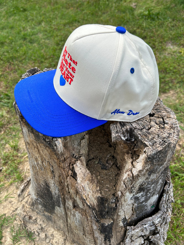 “Get That Hate Out Your Heart” SnapBack (cream/royal)
