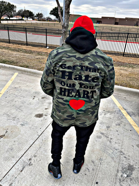 Camo Jacket “Get That Hate Out Your Heart”