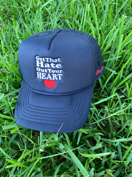 “Get That Hate Out Your Heart” Trucker hat (navy)