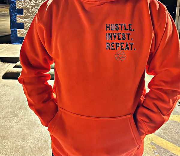 Hustle Invest Repeat Hoodie (orange)