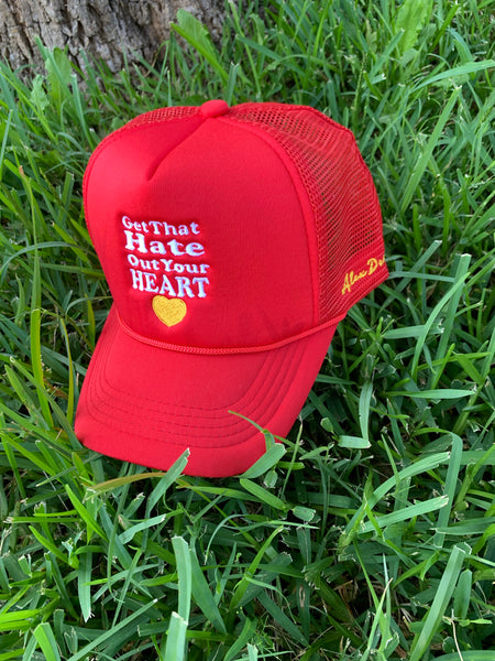 “Get That Hate Out Your Heart” Trucker hat (red)