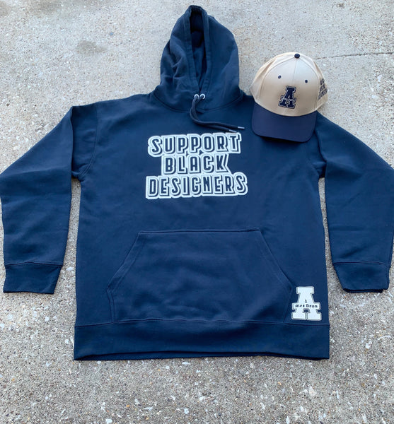 Navy Blue “Support Black Designers” hoodie