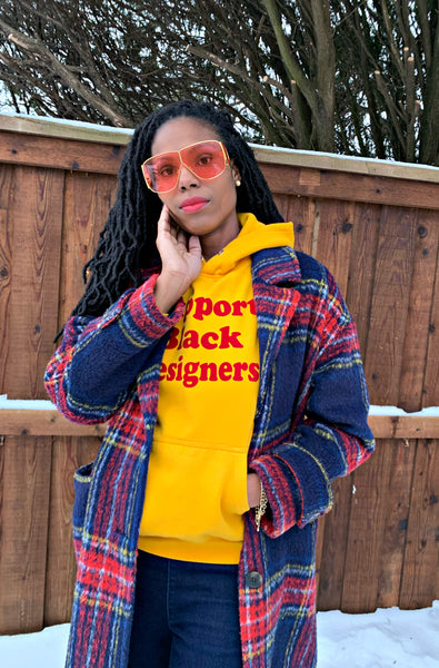 Support Black Designers (yellow) hoodie